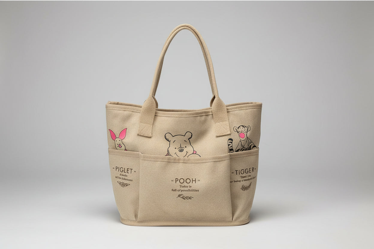 Tote Bag - Winnie The Pooh and Tigger - Multi-Pocket Canvas