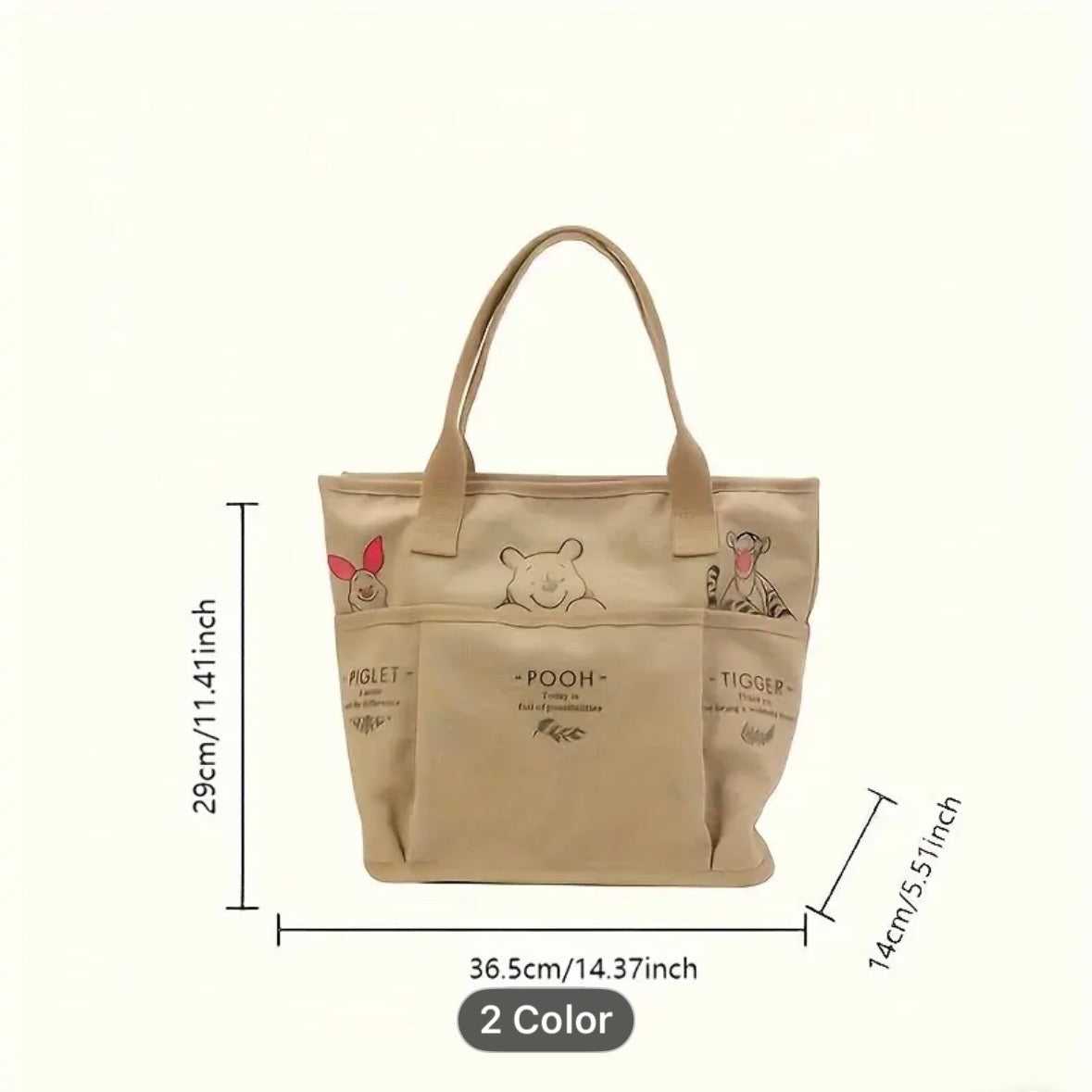 Tote Bag - Winnie The Pooh and Tigger - Multi-Pocket Canvas