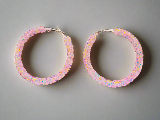 Earrings -  Pink Glitter Glow in the Dark
