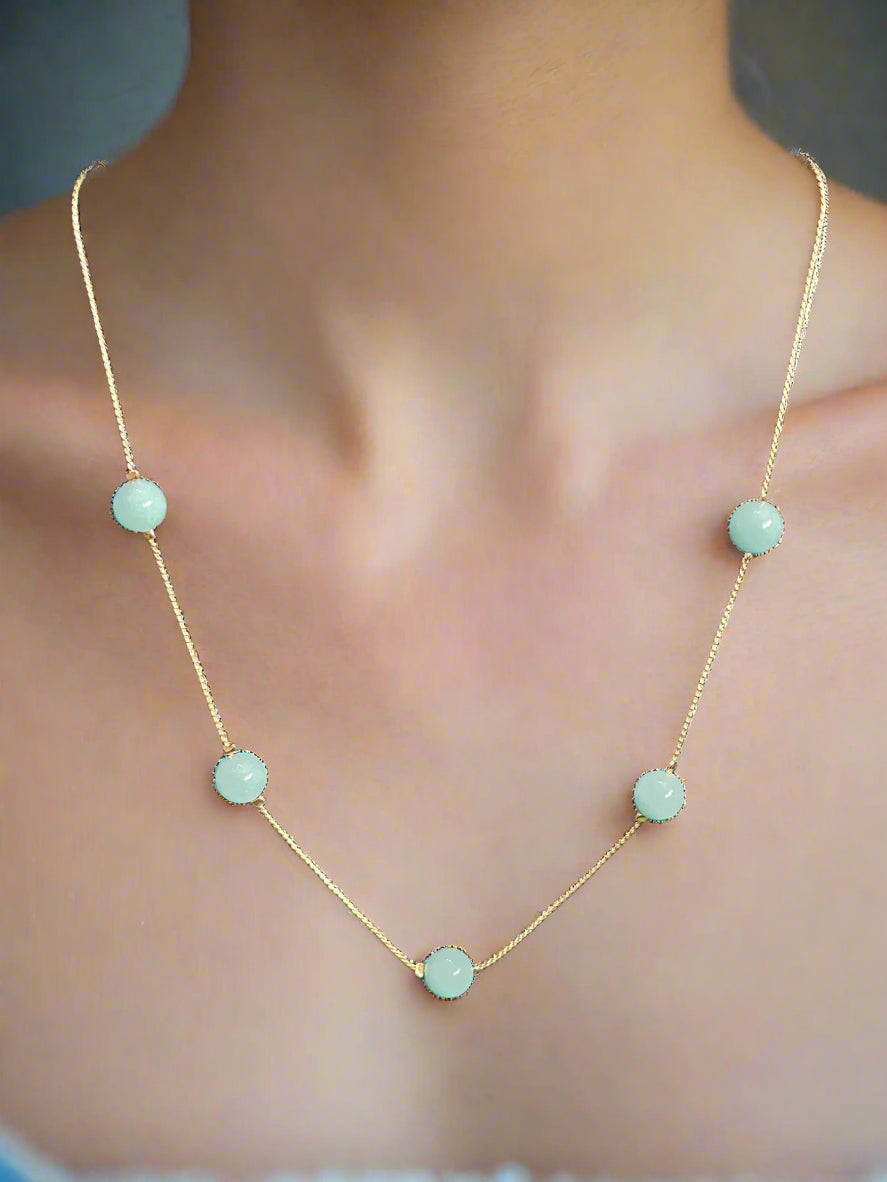 Necklace - Luminous Beads on a Delicate Chain
