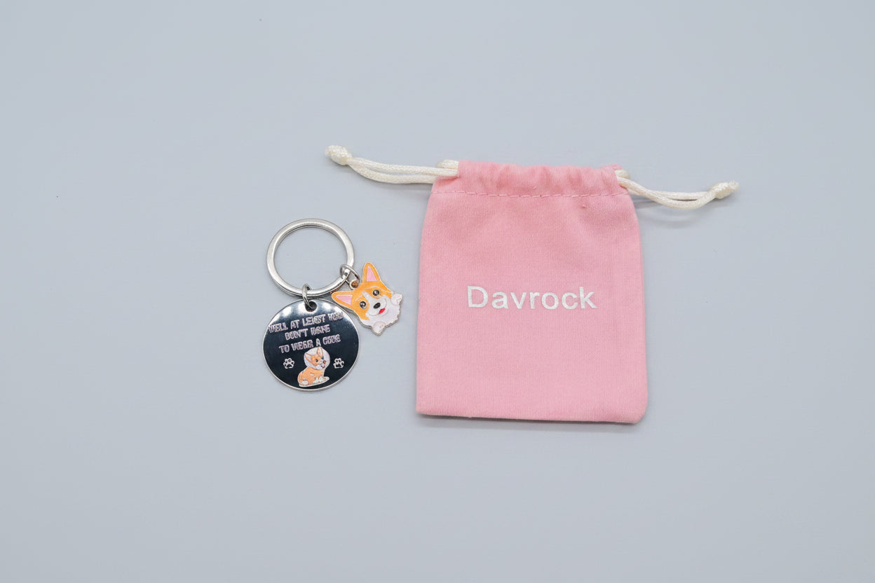 Keychain - Corgi Set - "Well at least you don't have to wear a cone"