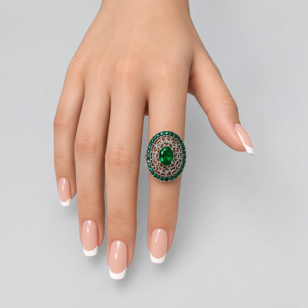 Rings - Green - Maze - Cocktail - Statement - Size 6