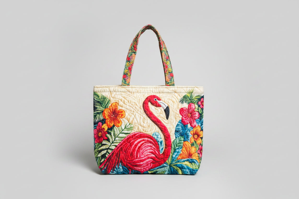 Quilted Flamingo Tote Bag