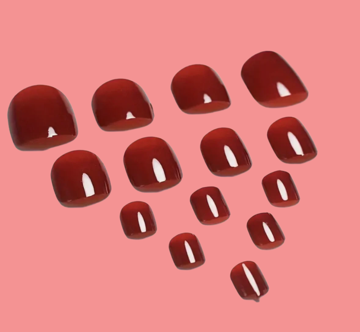 Press on Nails - Toes - Burgundy