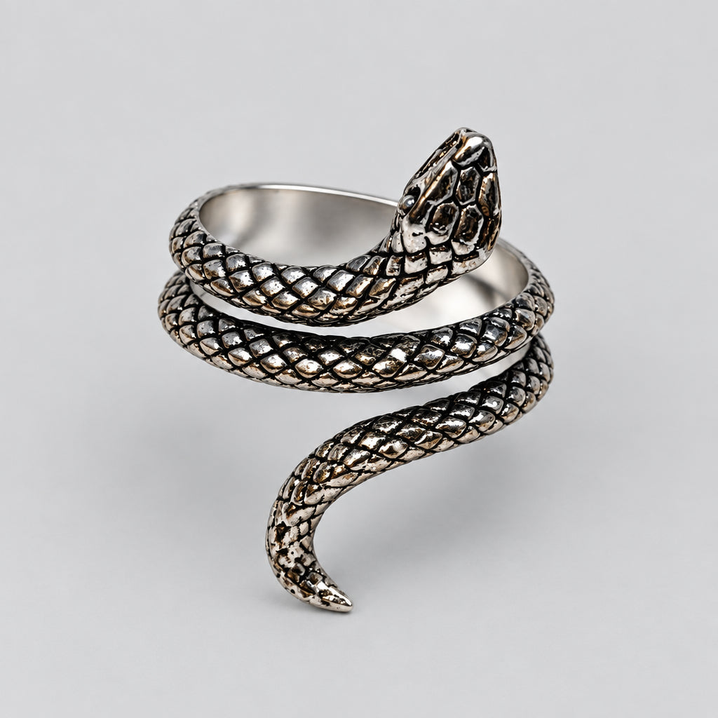 Rings - Sterling Silver - Textured Coiled Snake - Size 9.5