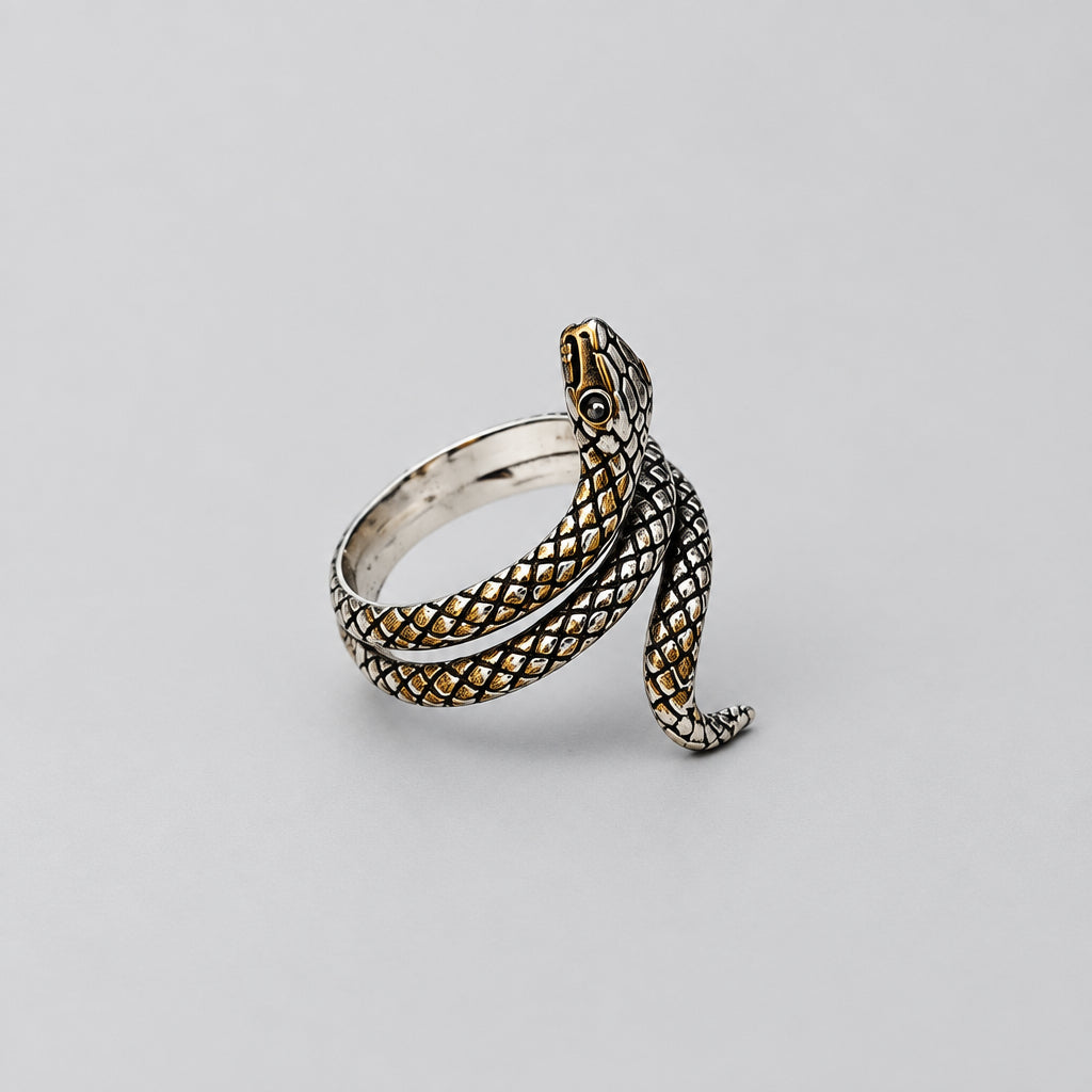 Rings - Sterling Silver - Textured Coiled Snake - Size 9.5