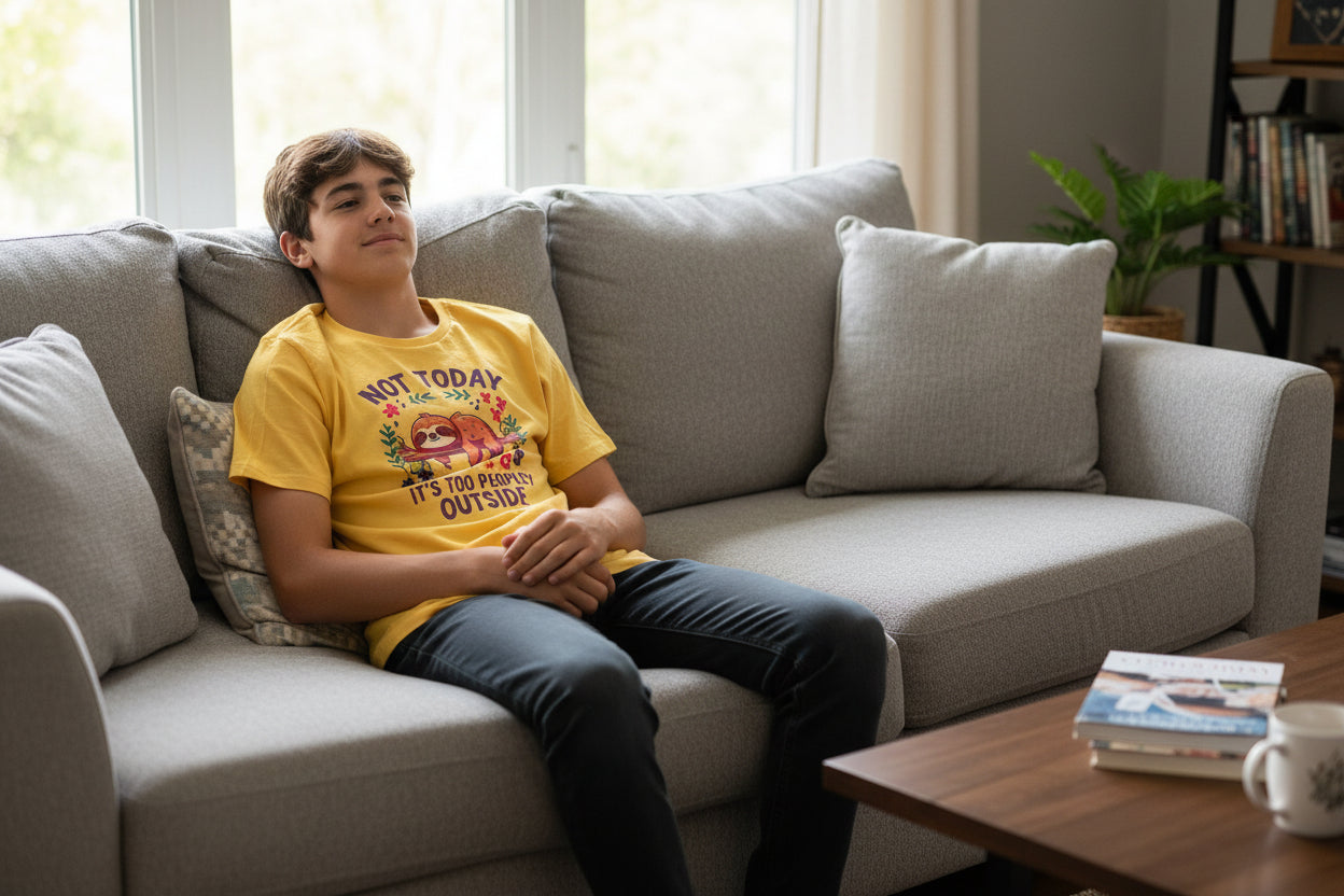 T-Shirt - "NOT TODAY IT'S TOO PEOPLEY OUTSIDE" - Size Medium