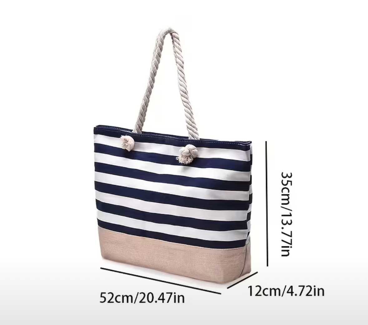 Large Striped Shoulder Bag - Rose Red and White - Tote Bag