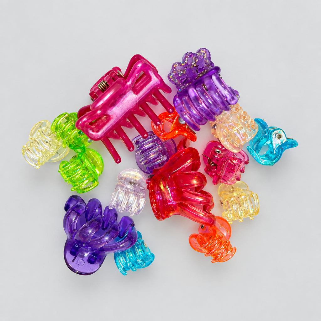 Hair Claws - Mini Hair Claw Clips - all in a Beautiful Pink Velvet Bag