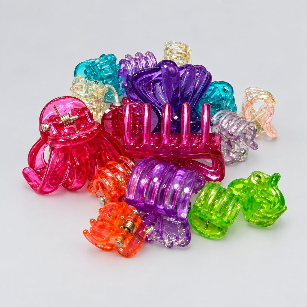 Hair Claws - Mini Hair Claw Clips - all in a Beautiful Pink Velvet Bag