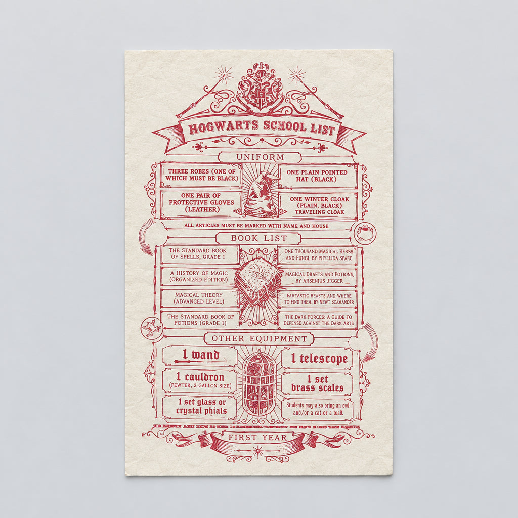 Harry Potter - Miniature - Hogwarts School List - Replica - 5.5" x 3.5" - First Year Supply List