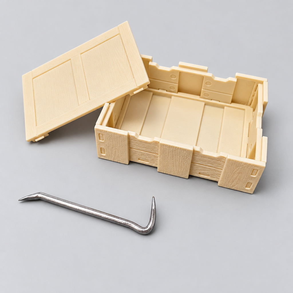 Mini Brands - Masterpiece - Miniature - Crate & Crowbar - Wooden Storage Crate