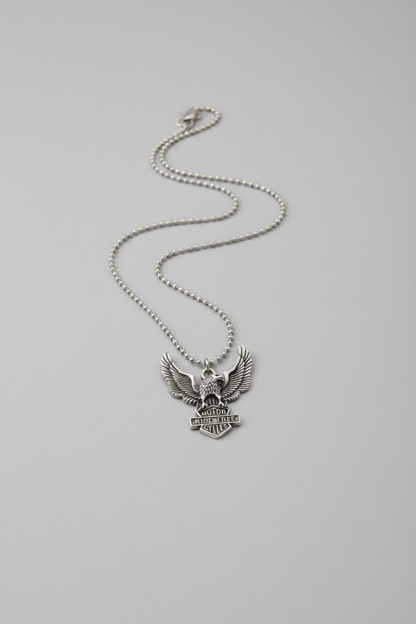 Necklace - "Motor Cycles Ride Free" Eagle with Outstretched Wings