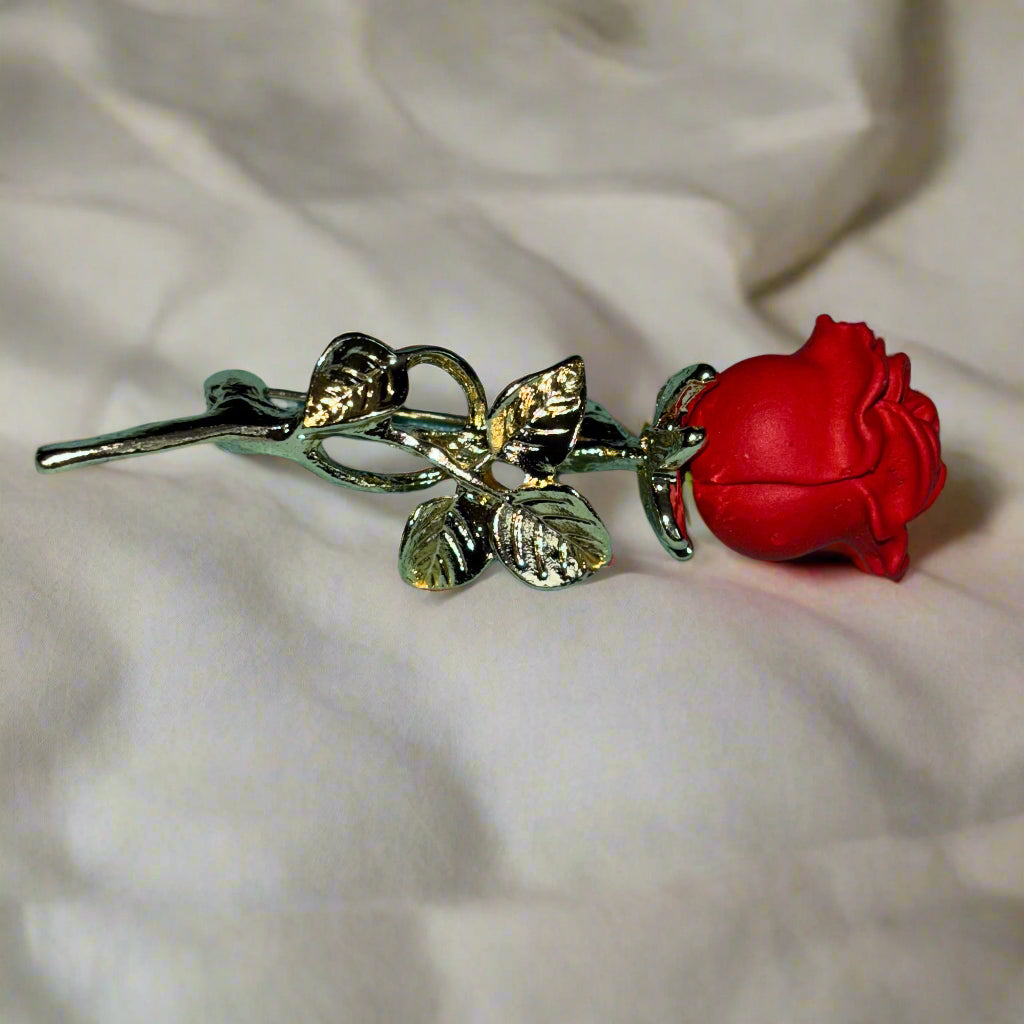 Brooch - Rose on a Golden Stem