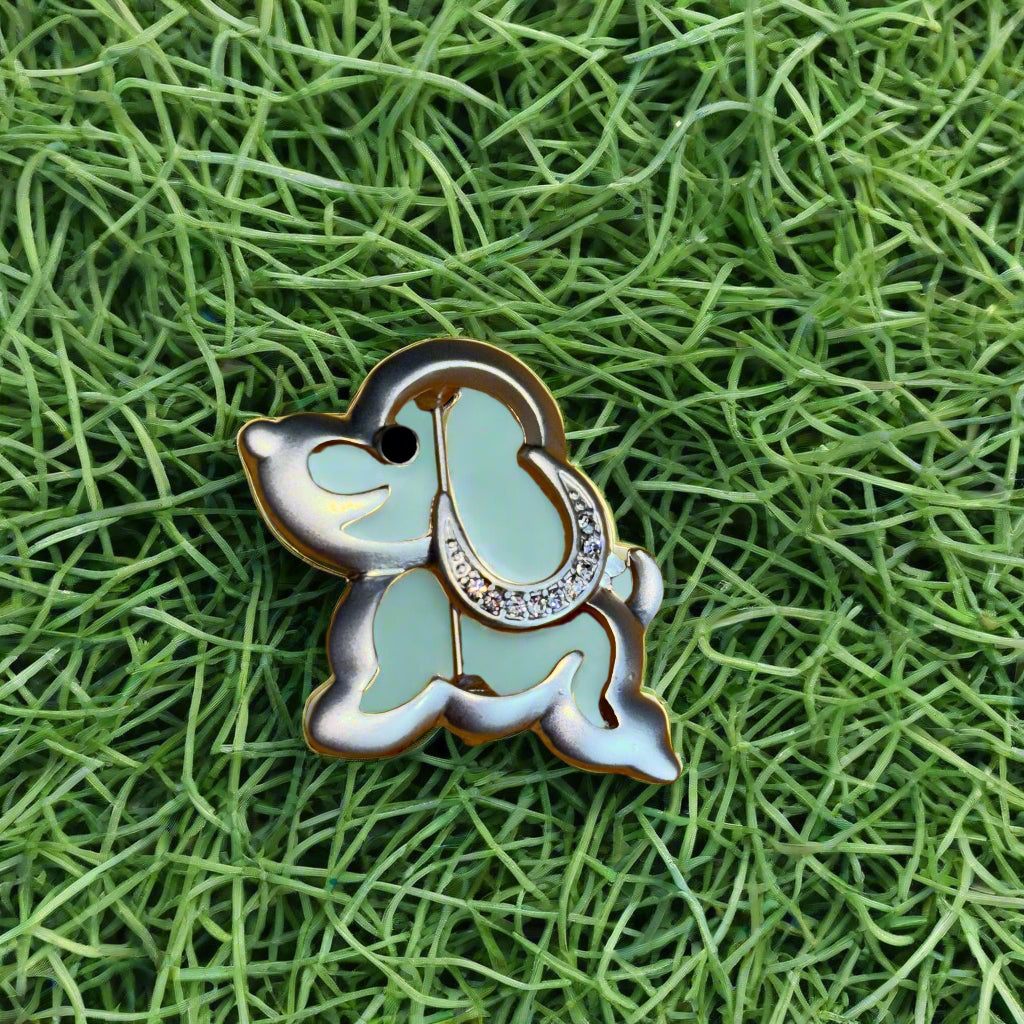 Brooch - Silver Tone Dog with Rhinestones