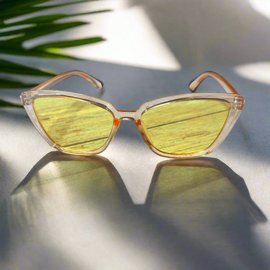 Sunglasses - Yellow Cat Eye Style