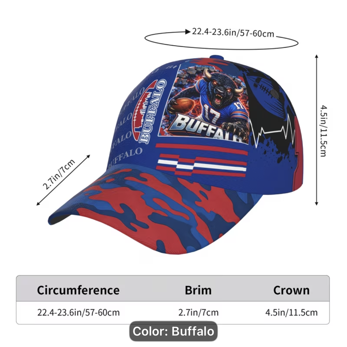 Baseball Cap - Buffalo Footbalo -  Adjustable Snapback