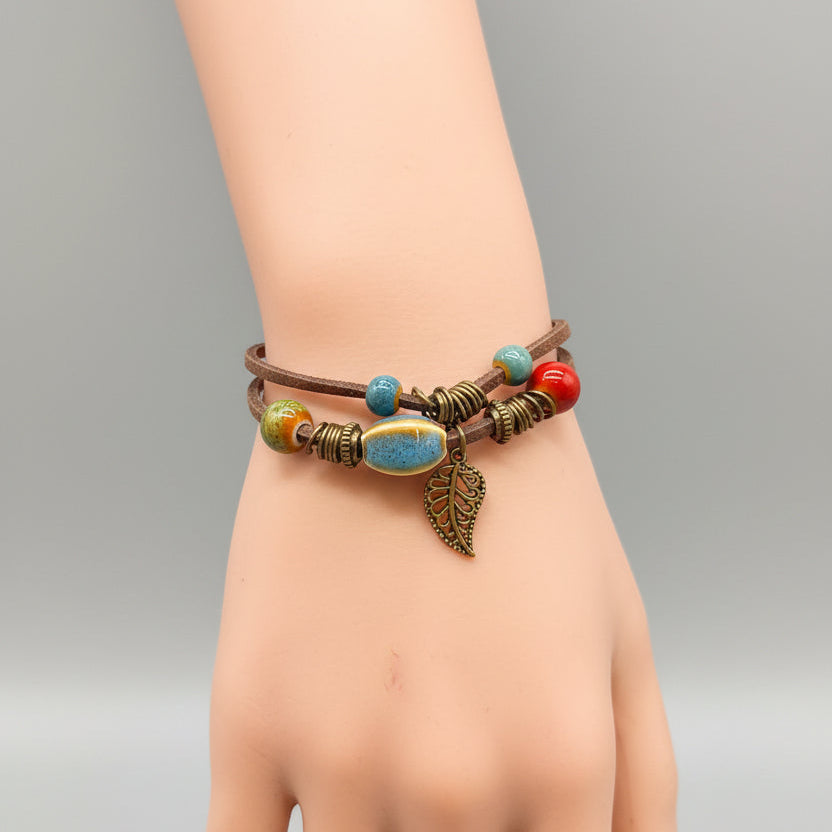 Double Strand Brown Suede Bracelet