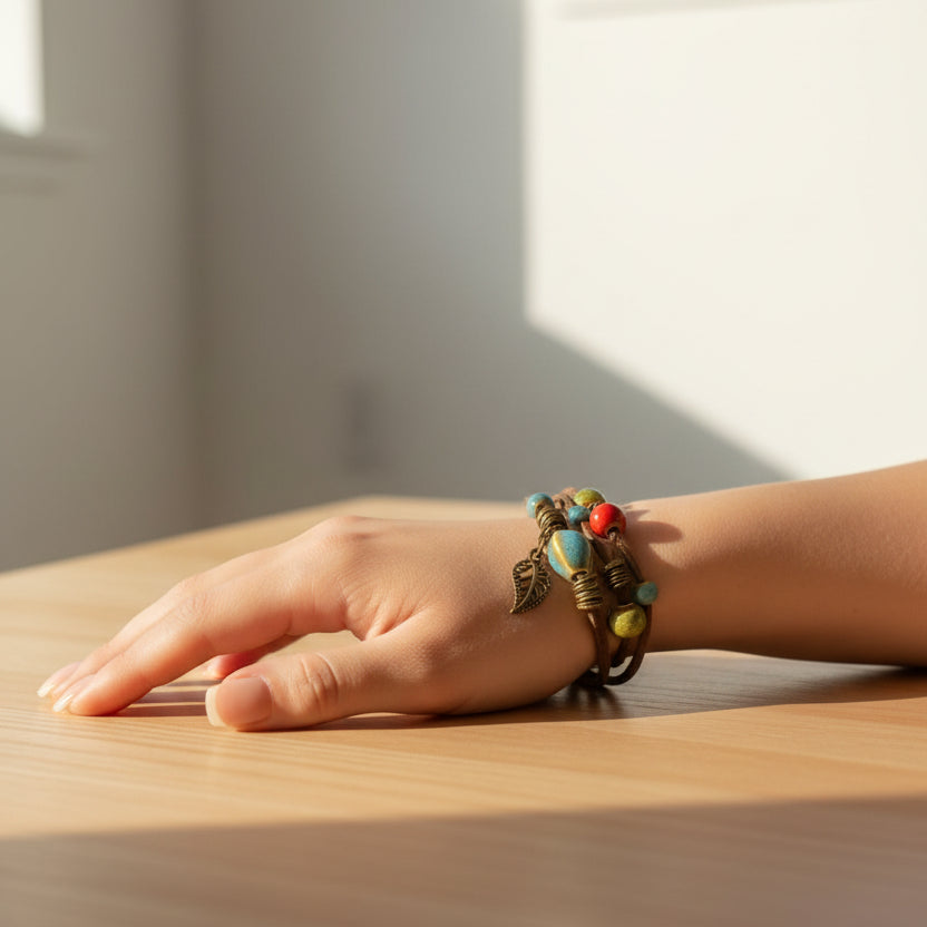 Double Strand Brown Suede Bracelet