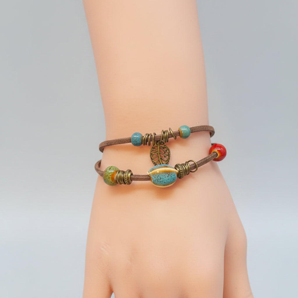 Double Strand Brown Suede Bracelet