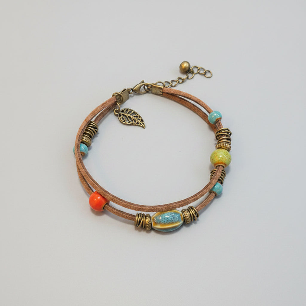 Double Strand Brown Suede Bracelet