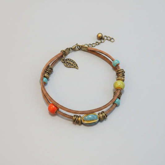 Double Strand Brown Suede Bracelet