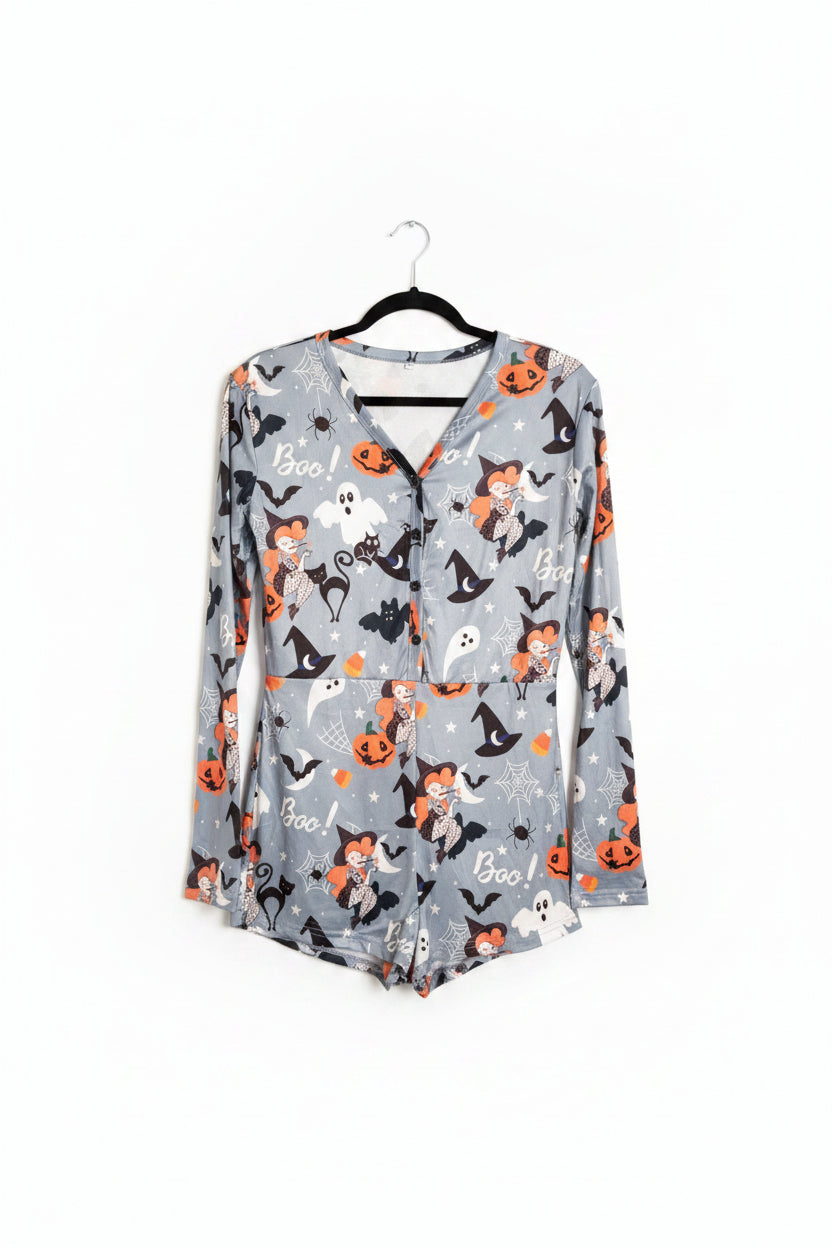 Ladies - Halloween Themed - Long Sleeve - Onesie Pajama