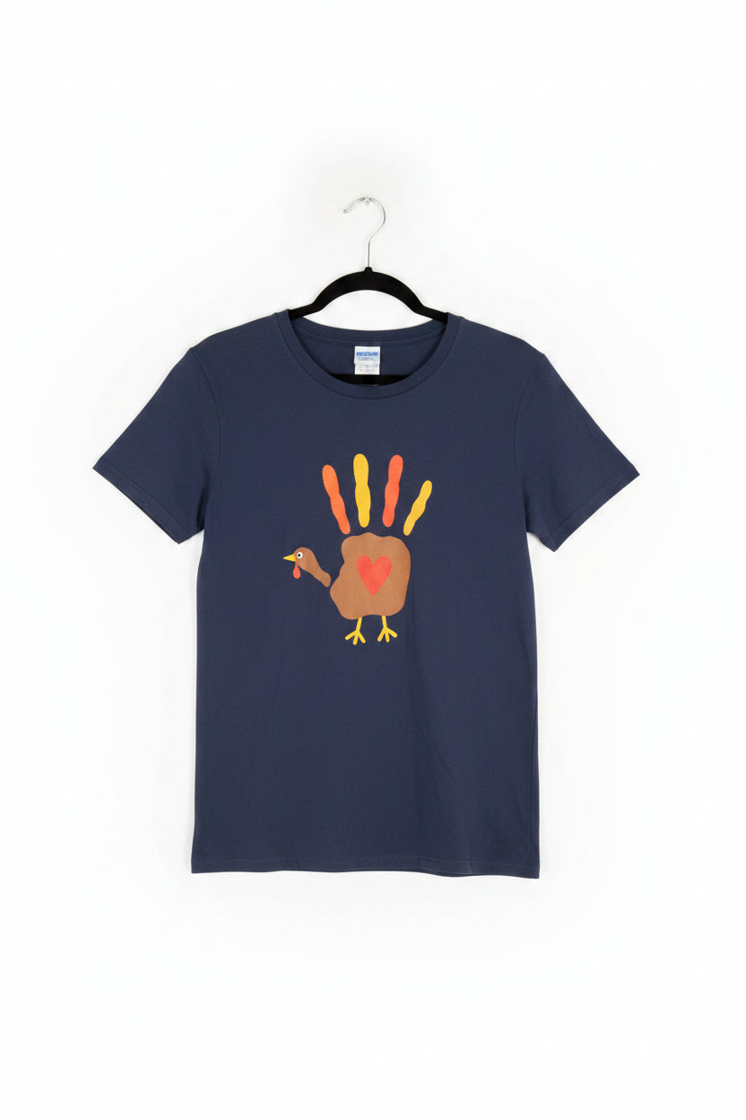 T-shirt - Ladies - Thanksgiving Handprint Turkey  - Size Ladies Medium