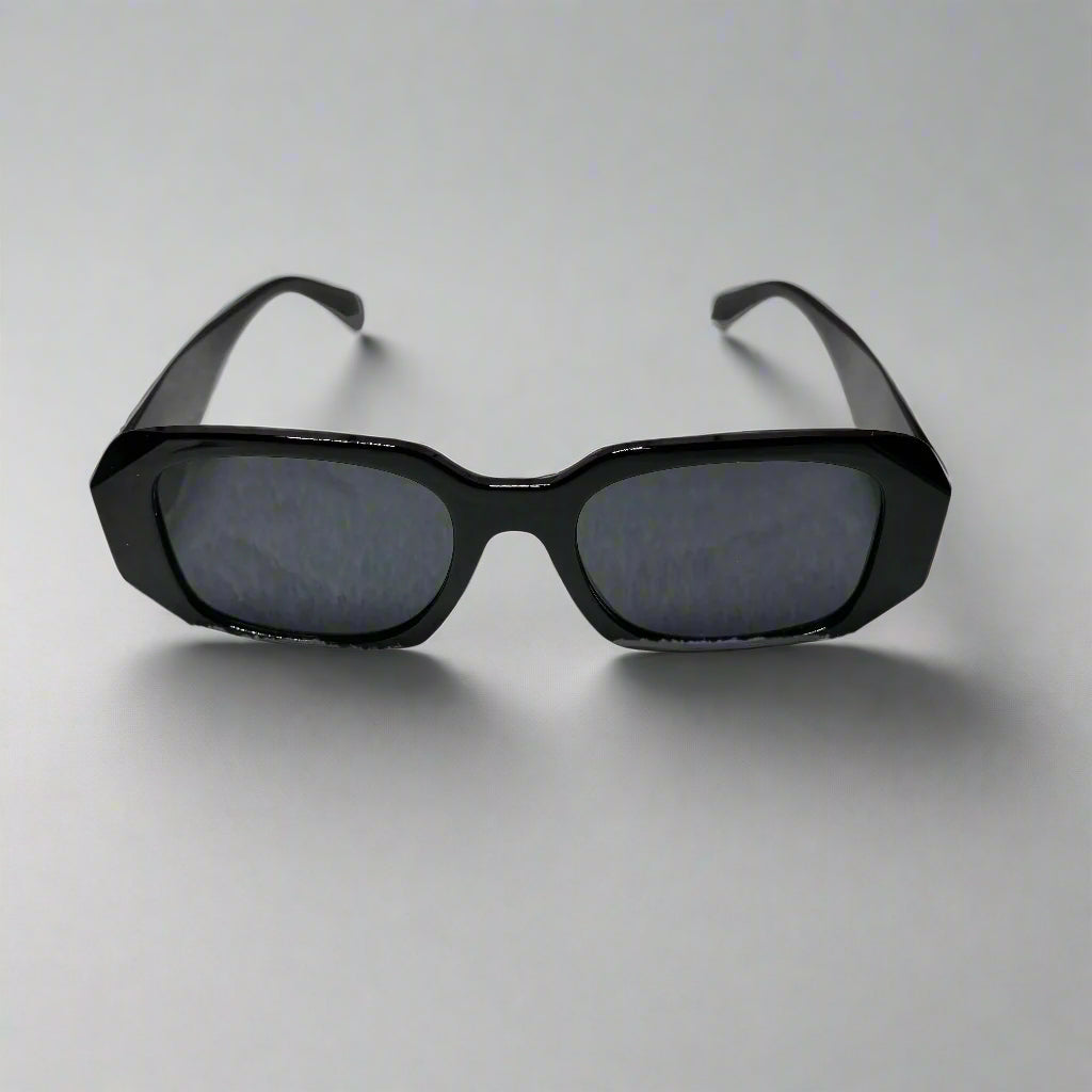 Black Rectangular Frame Acetate Sunglasses