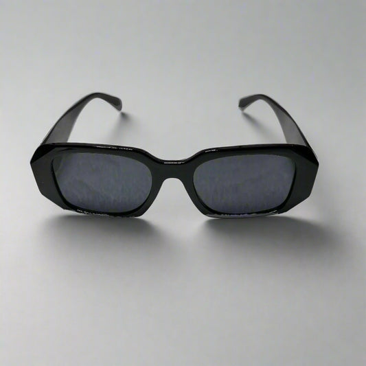 Black Rectangular Frame Acetate Sunglasses