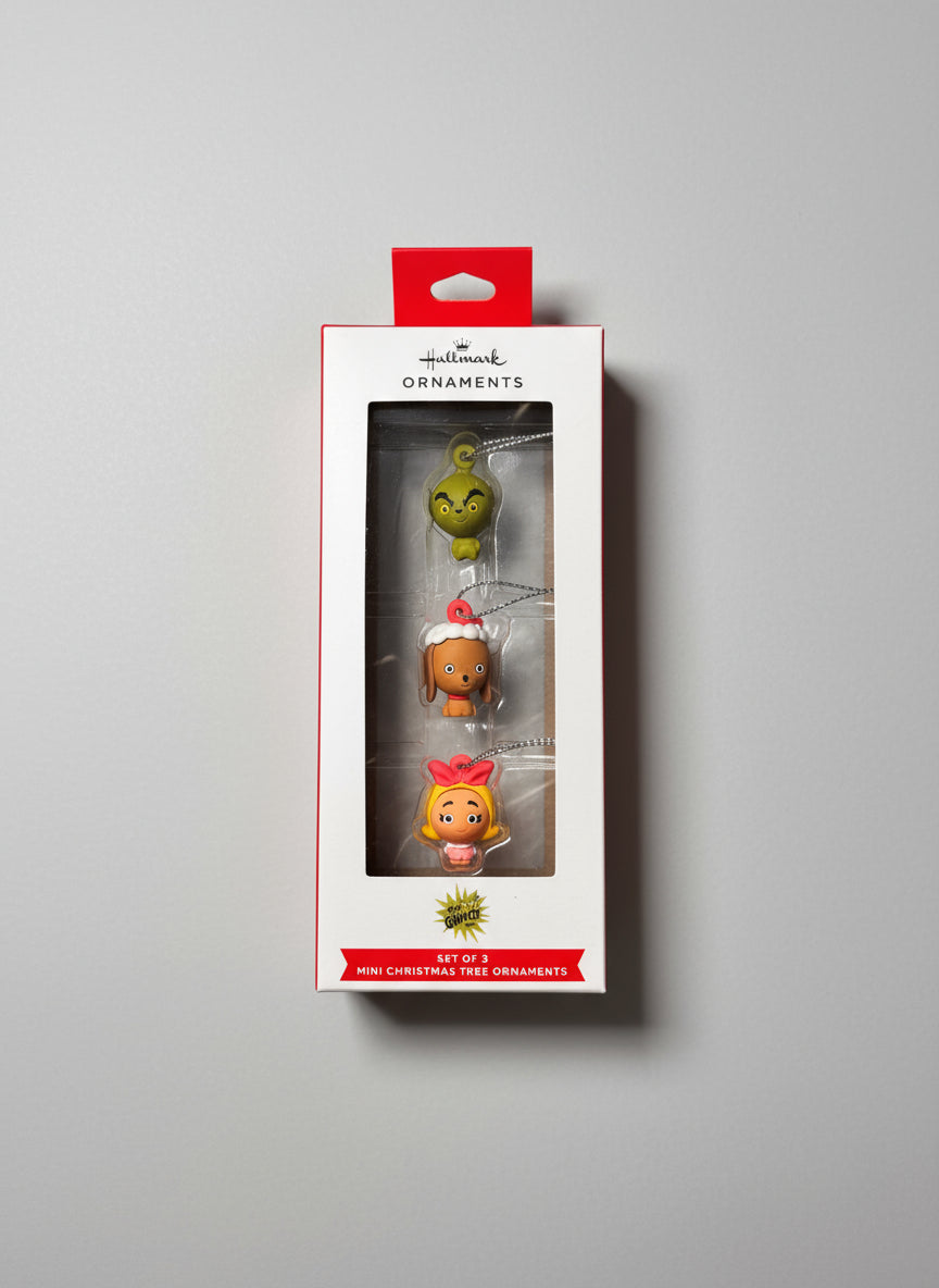 HALLMARK - Set of 3 Mini Christmas Tree Ornaments - The Grinch
