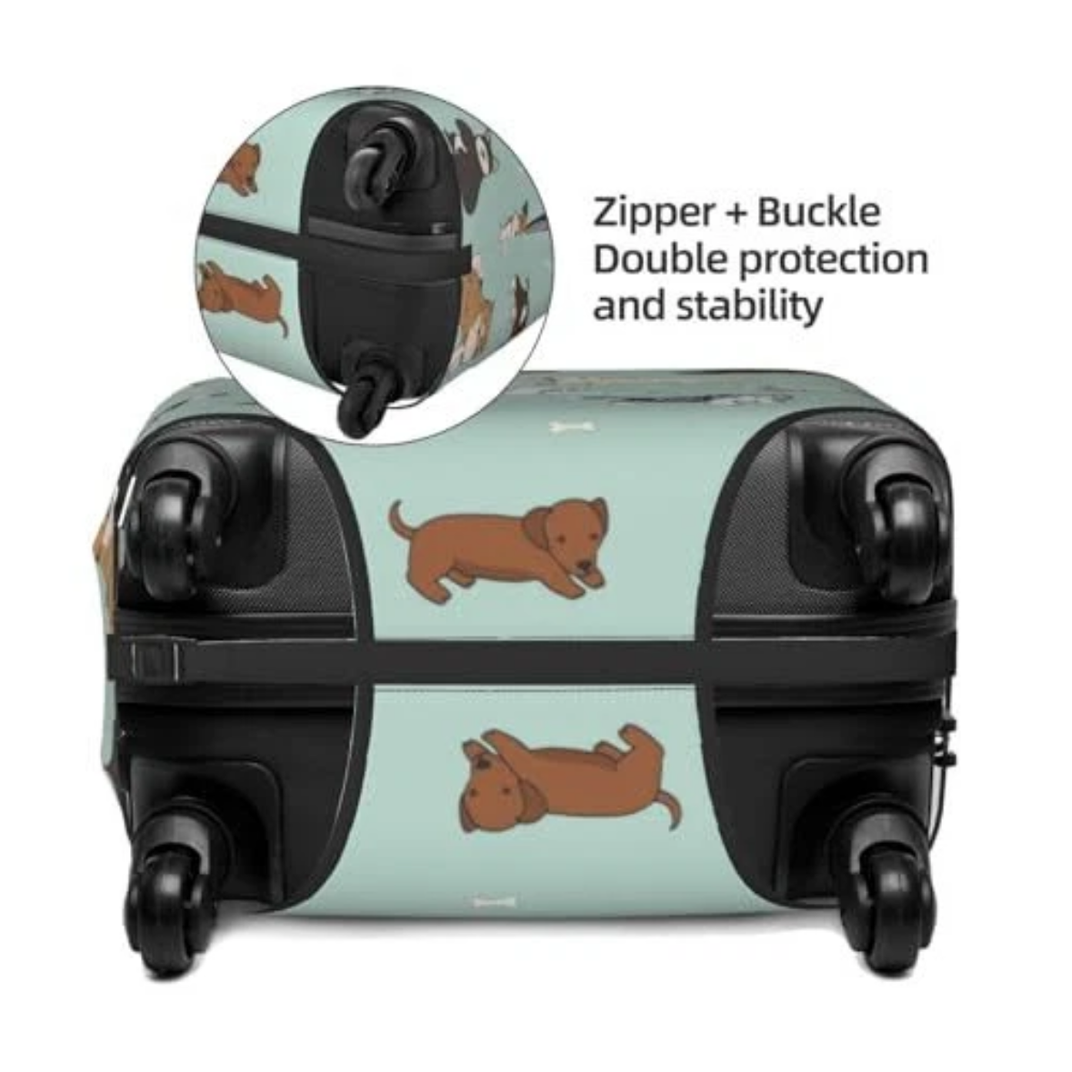 Luggage Cover in Puppy Print Mint Green - XL