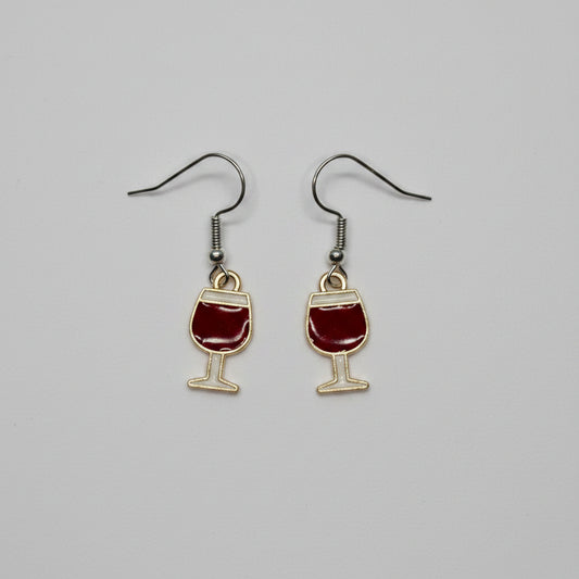 Earrings - Red - Wine Glass