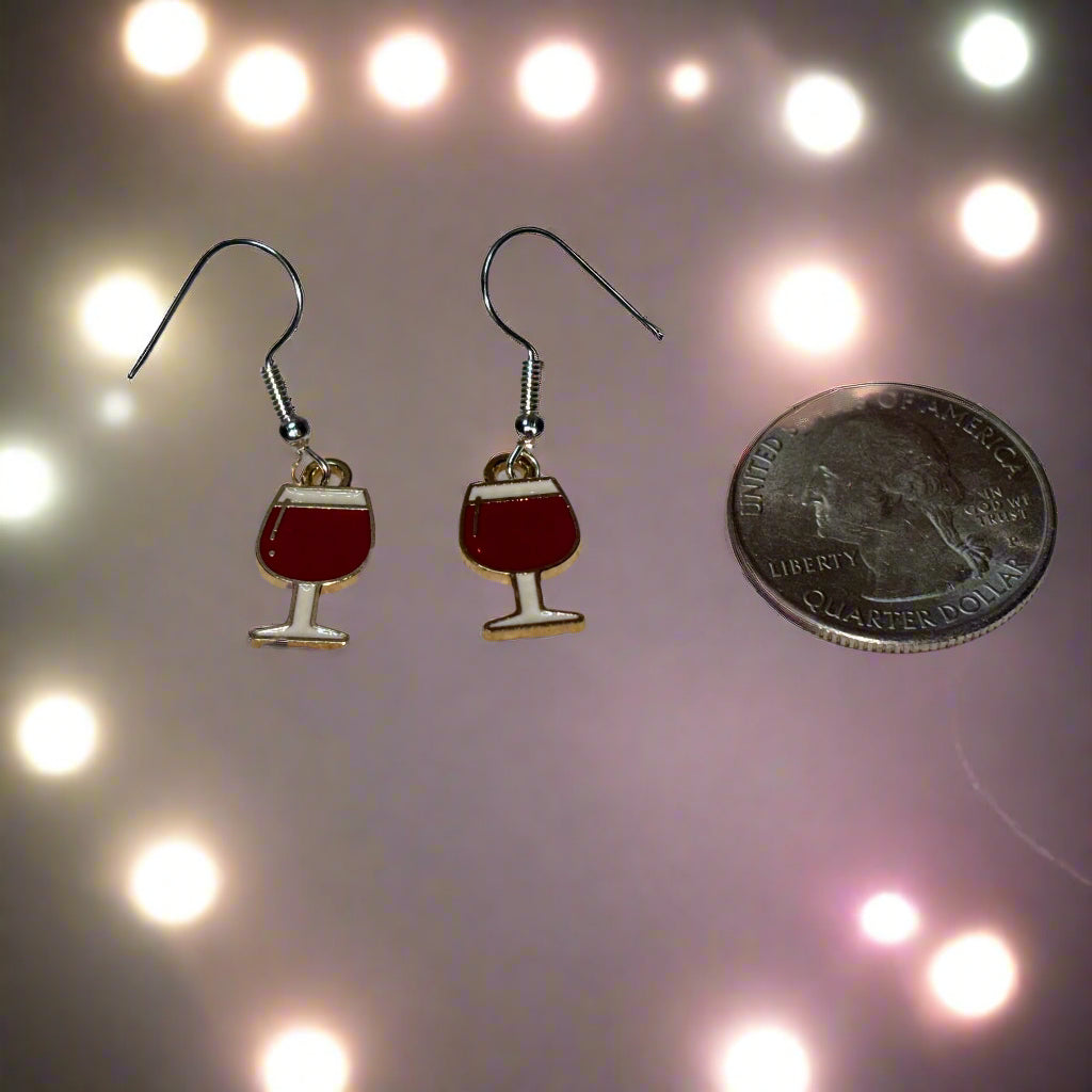 Earrings - Red - Wine Glass