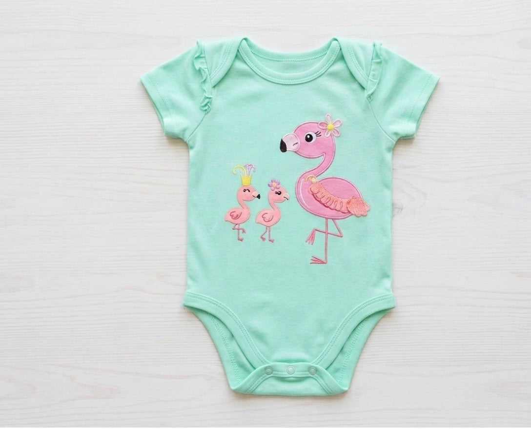 Garanimals - Tropical Flamingo Onesie in Mint Green - 18M