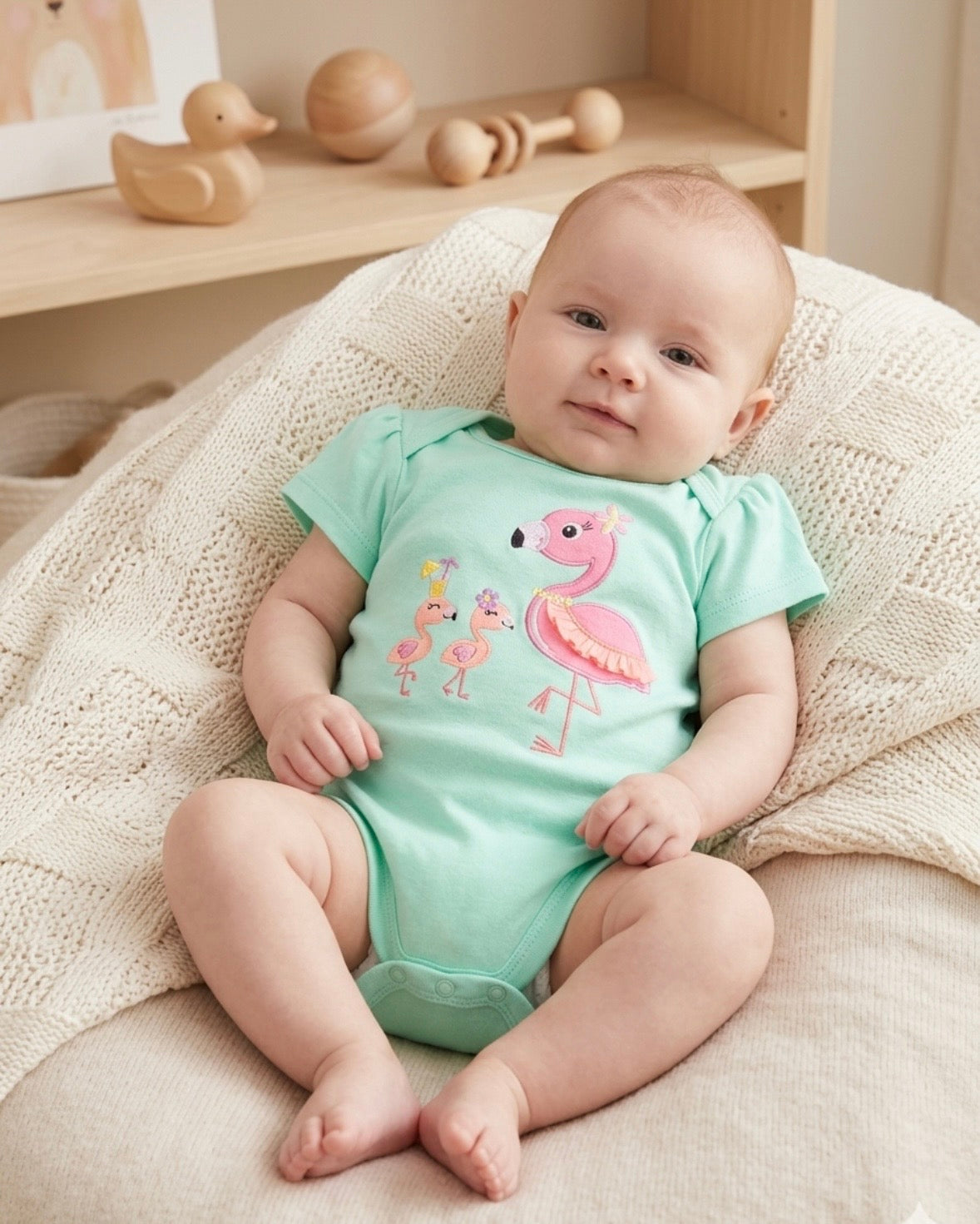 Garanimals - Tropical Flamingo Onesie in Mint Green - 18M