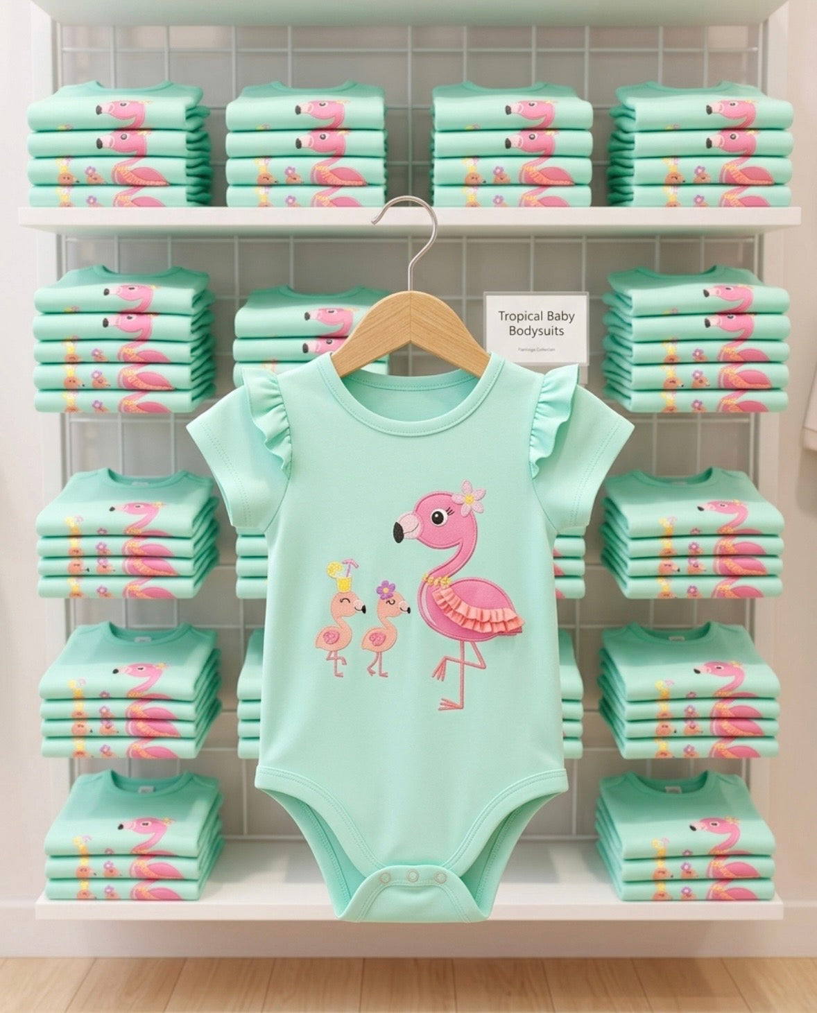 Garanimals - Tropical Flamingo Onesie in Mint Green - 18M