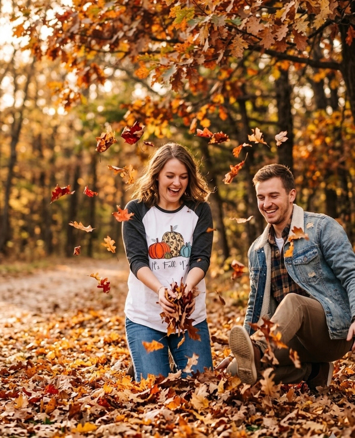 Raglan Baseball Style 3/4 Sleeve Shirt with "It's Fall Y'all" - XL