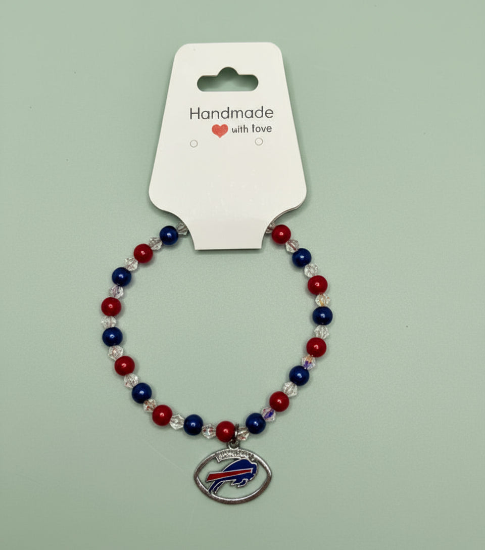Handmade - Football Fan Beaded Bracelets with Charm