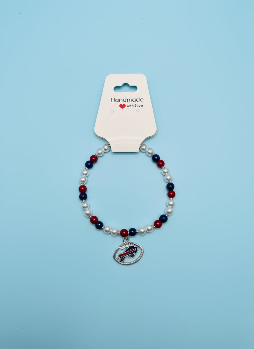 Handmade - Football Fan Beaded Bracelets with Charm