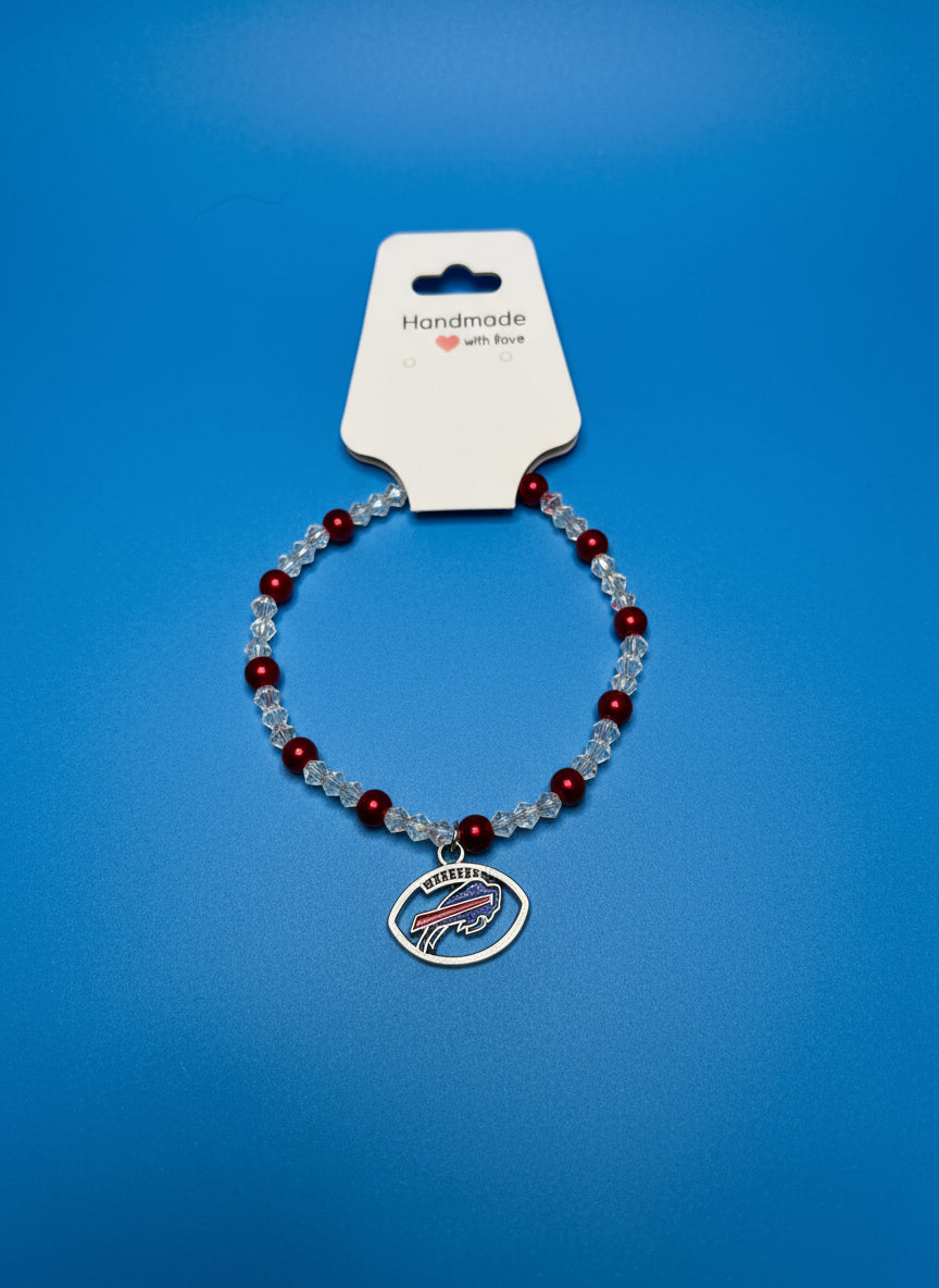 Handmade - Football Fan Beaded Bracelets with Charm