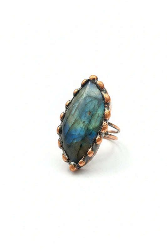 Ring - Handmade - Labradorite Gemstone - Statement - Size 9