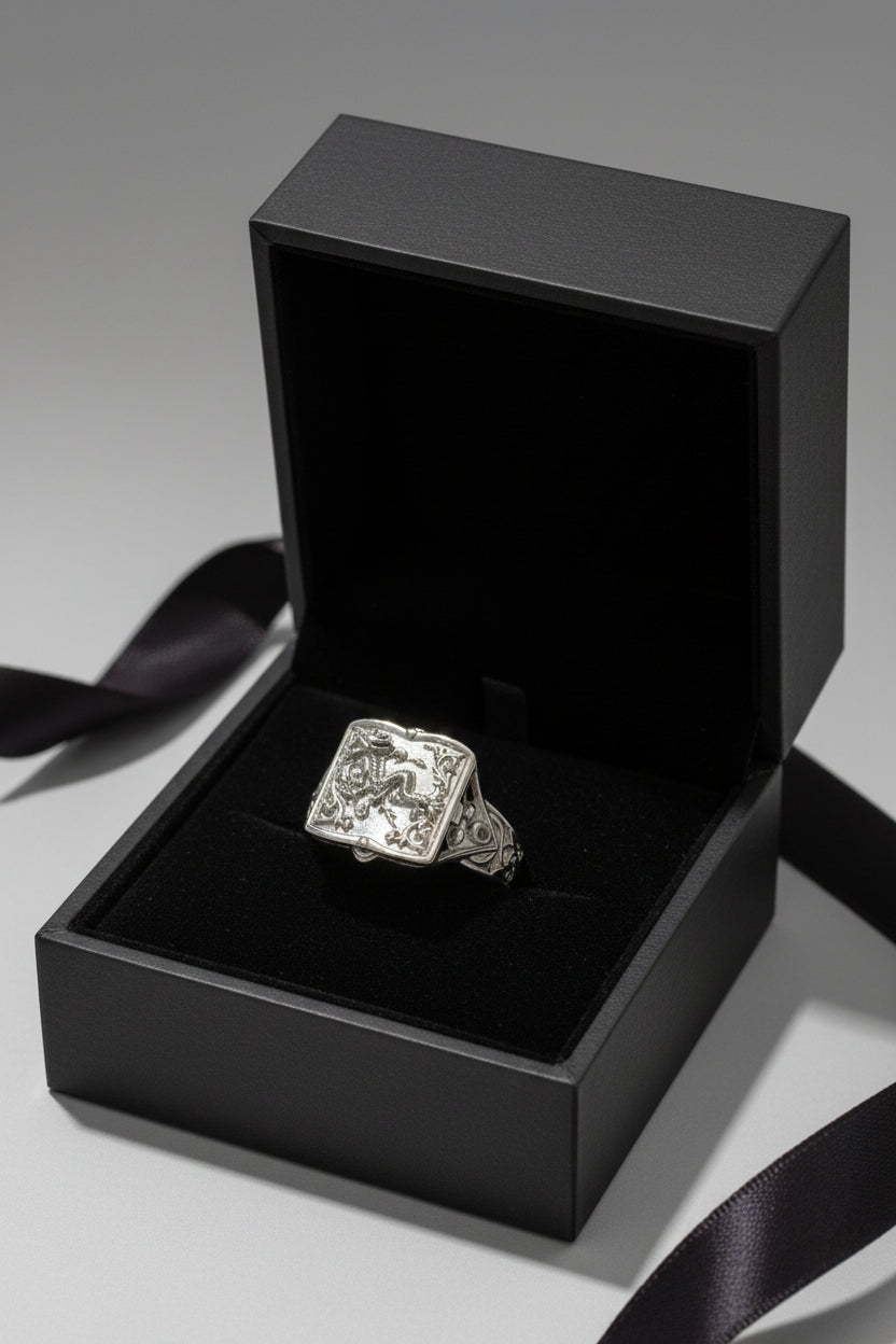 Ring - Silver Tone - Poison Dragon Signet