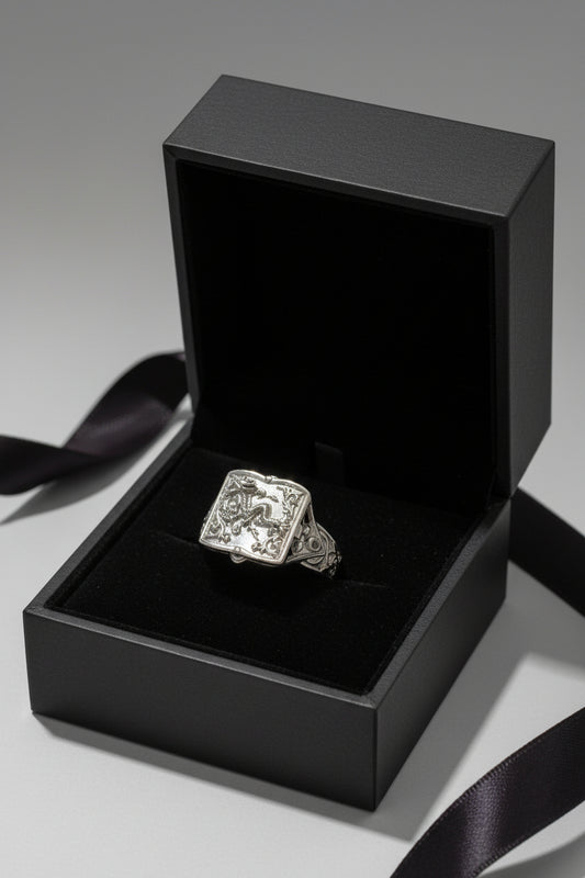 Ring - Silver Tone - Poison Dragon Signet