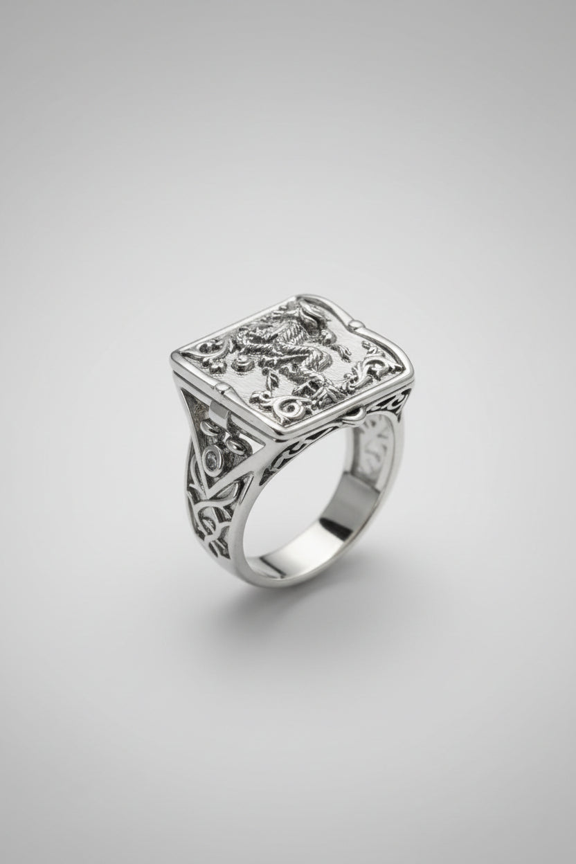 Ring - Silver Tone - Poison Dragon Signet