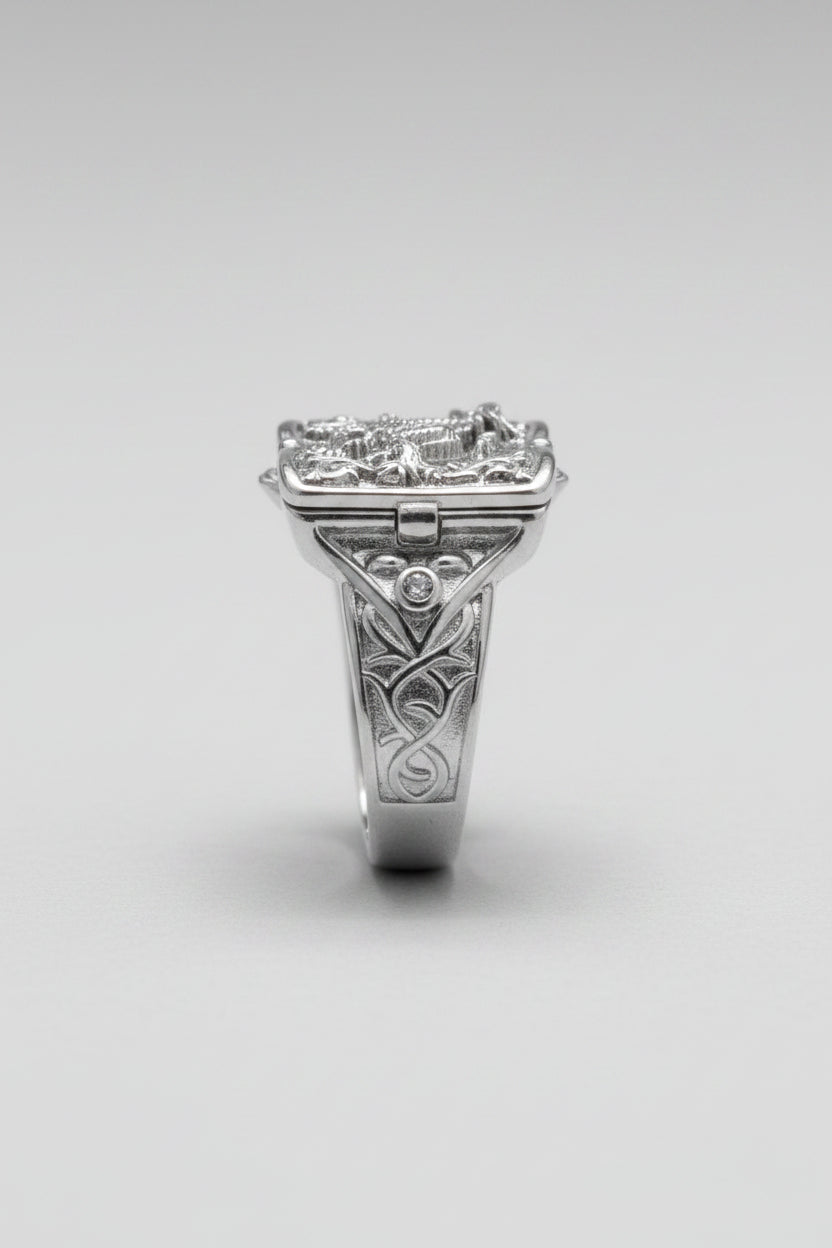 Ring - Silver Tone - Poison Dragon Signet
