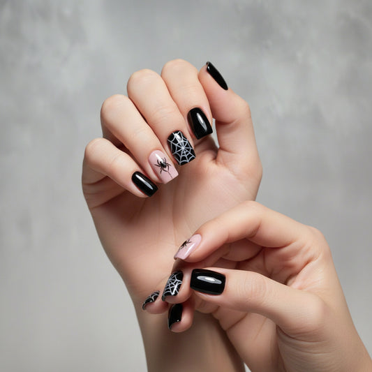Press on Nails - (Glow in the Dark) Spiders & Webs