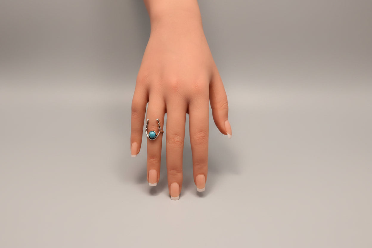 Ring - Blue Turquoise - Delicate Antlers