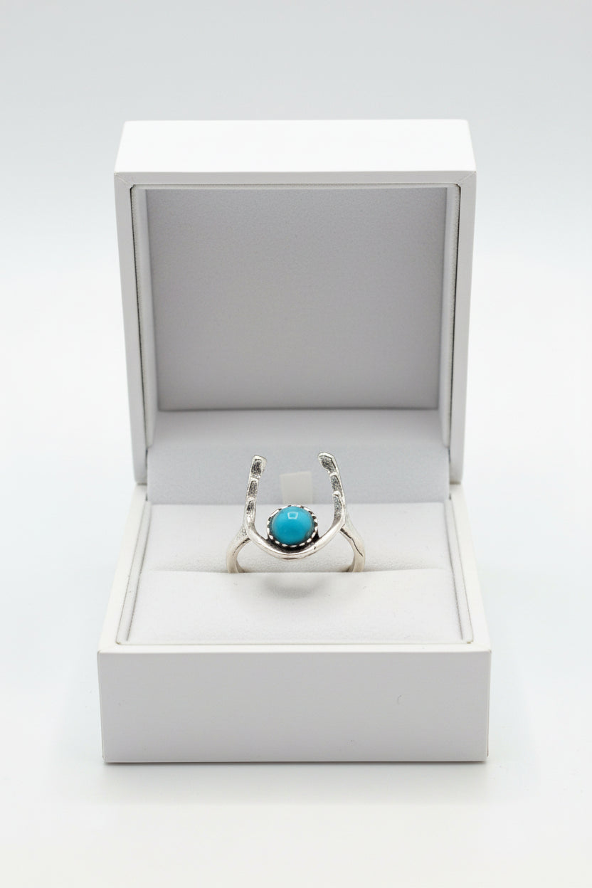 Ring - Blue Turquoise - Delicate Antlers