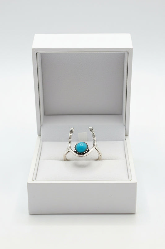 Ring - Blue Turquoise - Delicate Antlers